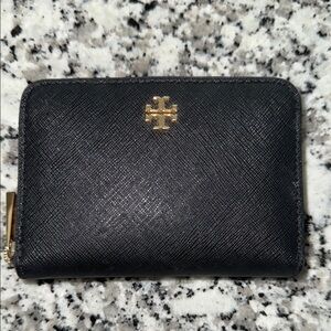 Tory Burch Black Wallet with Gold Logo